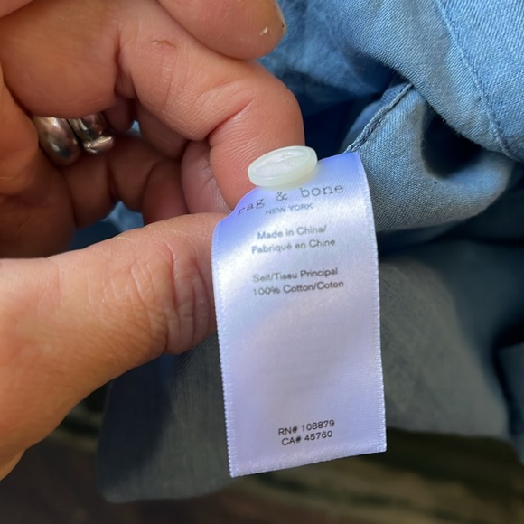 Rag & Bone Tie Shirt Indigo Large NWT - Picture 5 of 7